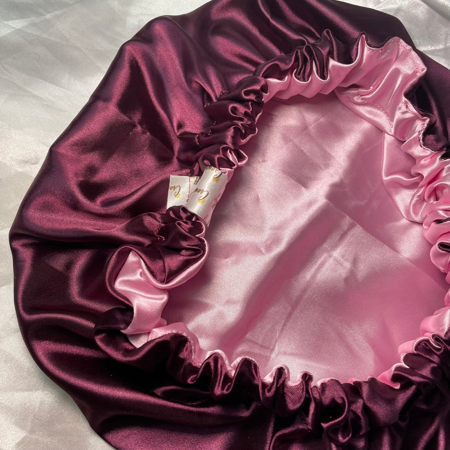 Elegant Pink and Burgundy Satin Bonnet - Crowned by Royalty4