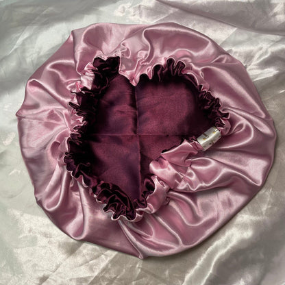 Elegant Pink and Burgundy Satin Bonnet - Crowned by Royalty4