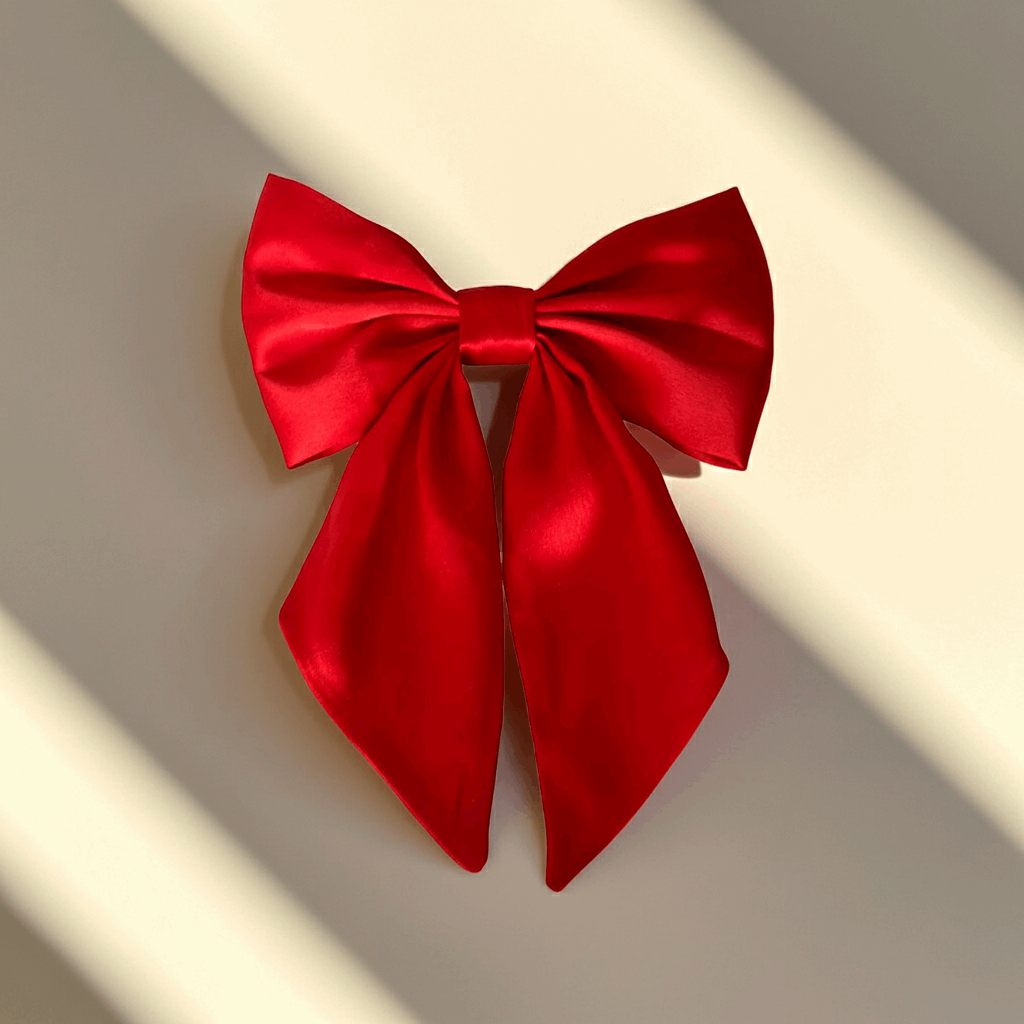 Handmade Satin Hair Bow Clip with Tails