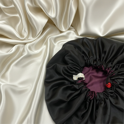 Wine Royale Satin Bonnet (Burgundy & Black)