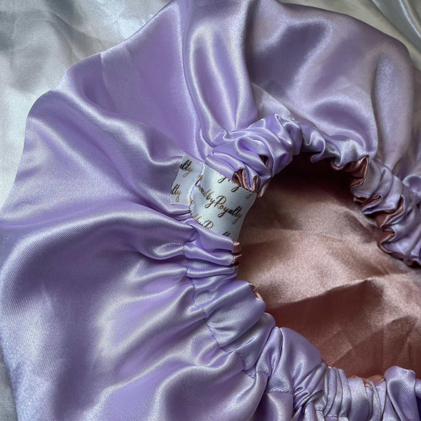 Lavender and Peach Satin Bonnet - Crowned by RoyaltyXL - Adults