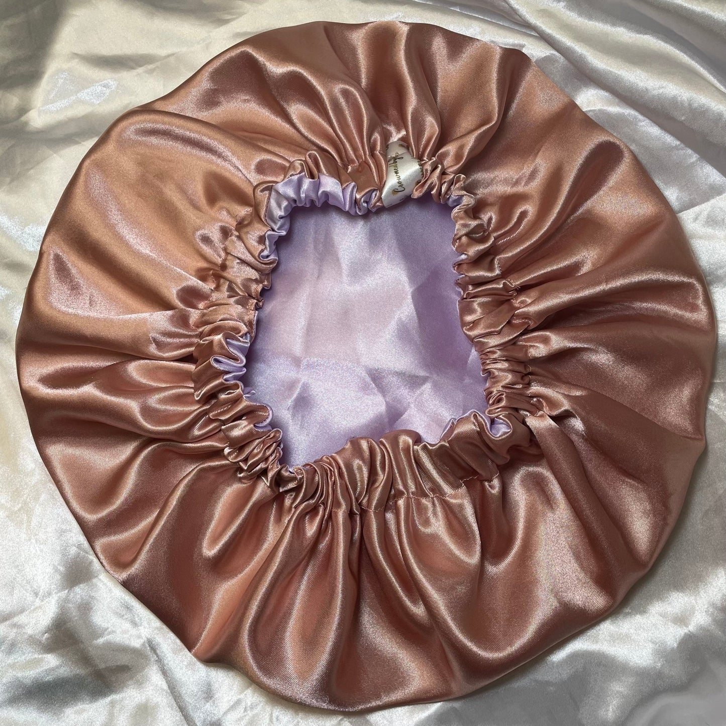 Lavender and Peach Satin Bonnet - Crowned by RoyaltyXL - Adults