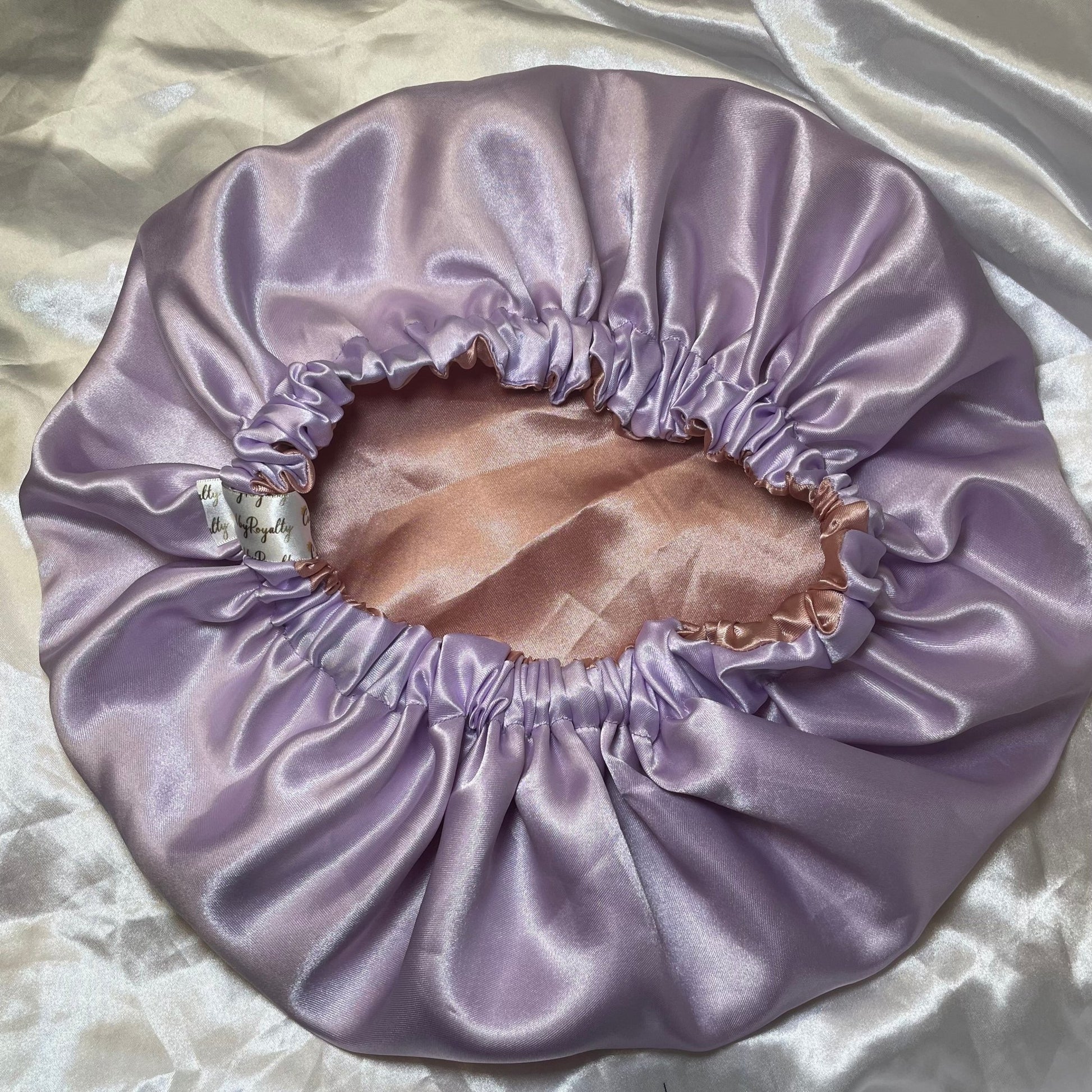 Lavender and Peach Satin Bonnet - Crowned by RoyaltyXL - Adults