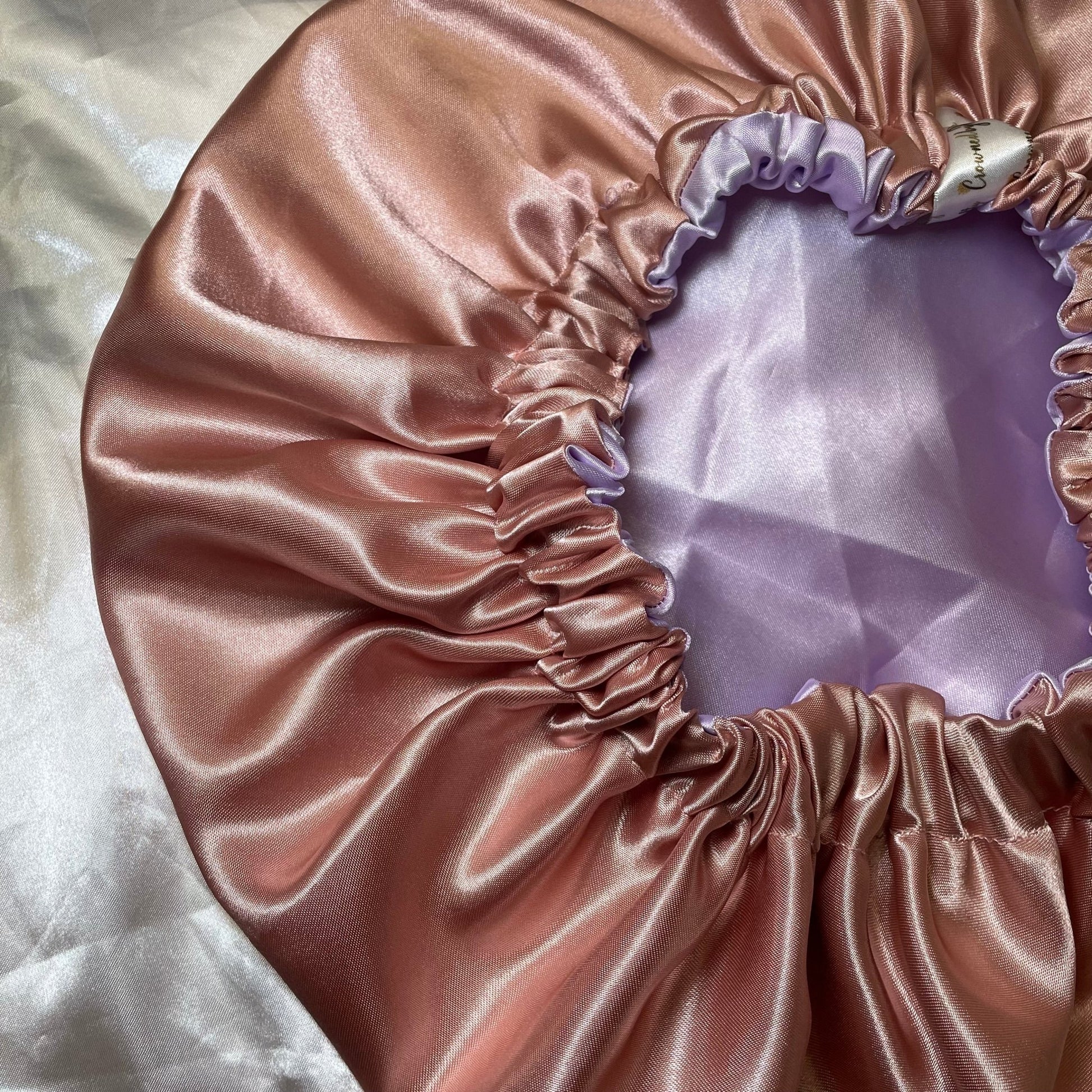 Lavender and Peach Satin Bonnet - Crowned by RoyaltyXL - Adults