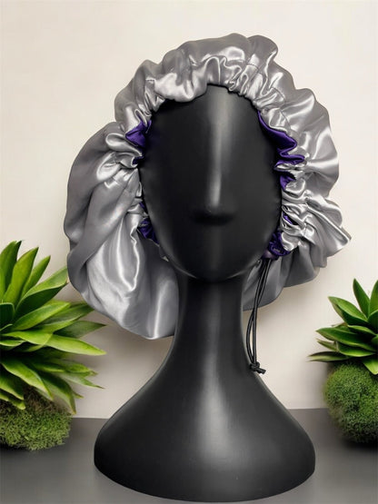 Purple and Silver, Adjustable, Double - layered Hair Protection - Crowned by Royalty