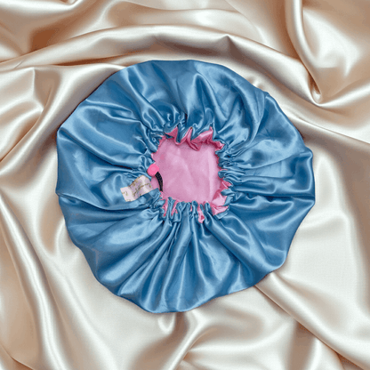 Sky Blue & Pink Reversible Satin Bonnet – Dual Colour Adjustable