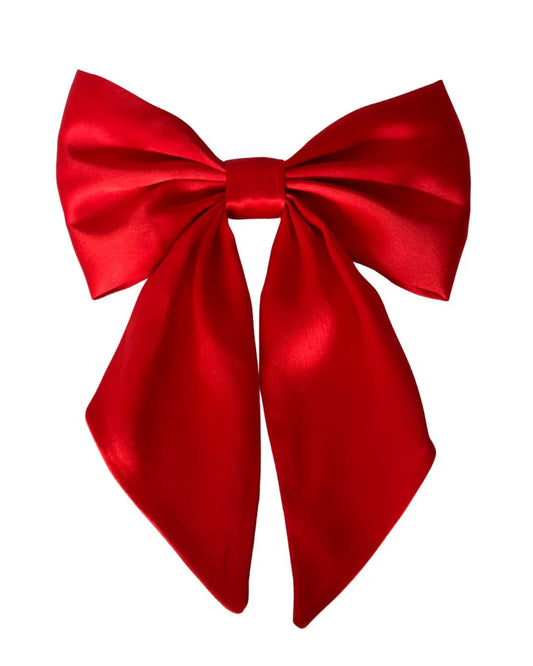Handmade Satin Hair Bow Clip with Tails