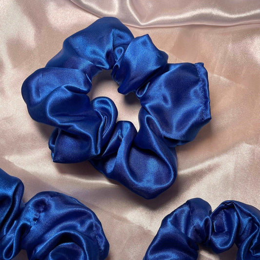 Royal Blue Satin Scrunchies - Pack of 3 - Crowned by Royalty