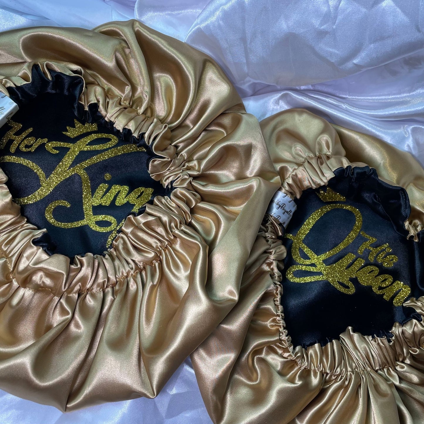 Royal Satin Bonnet – ‘Her King’ & ‘His Queen - Crowned by Royalty