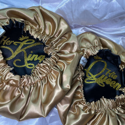 Royal Satin Bonnet – ‘Her King’ & ‘His Queen - Crowned by Royalty