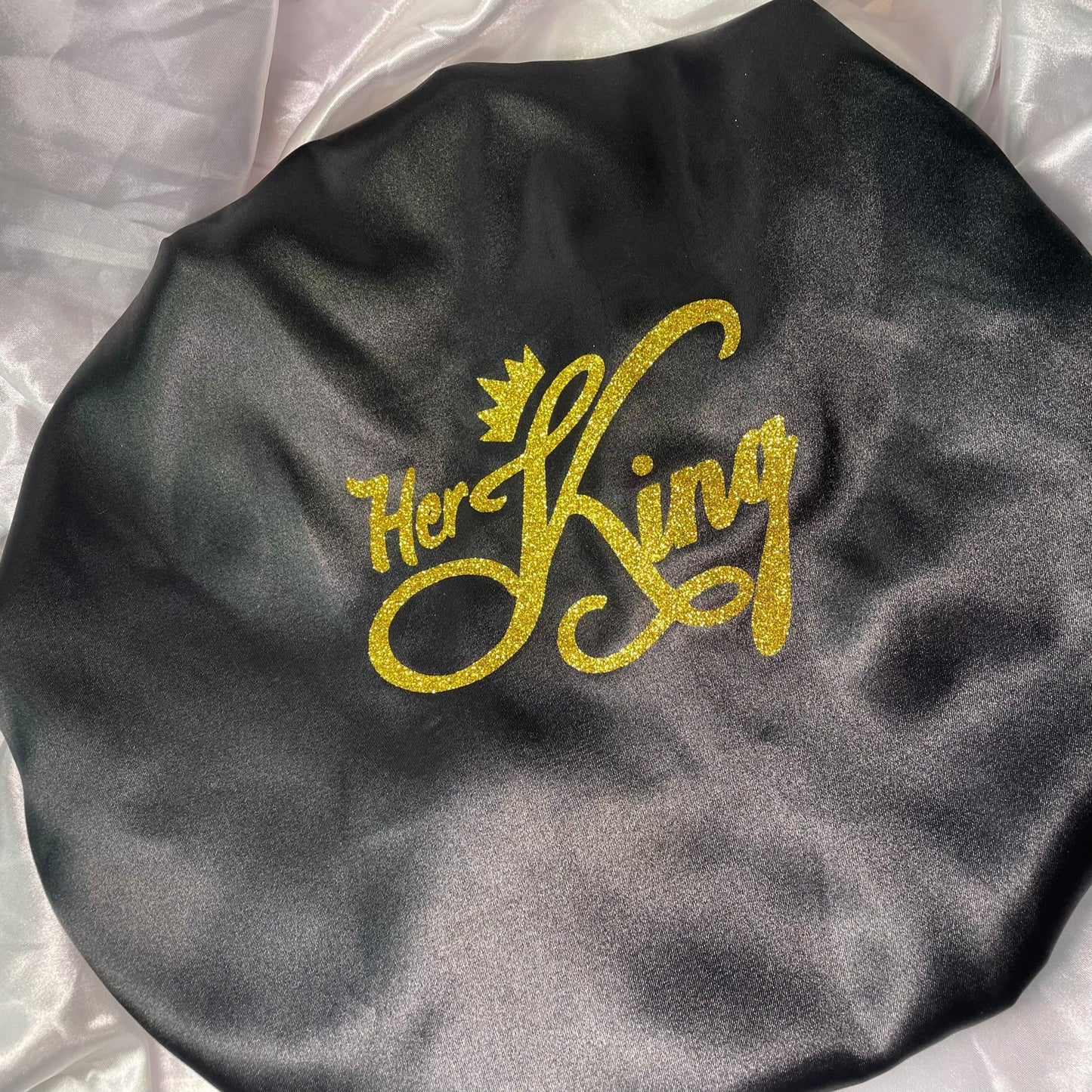 Royal Satin Bonnet – ‘Her King’ & ‘His Queen - Crowned by Royalty