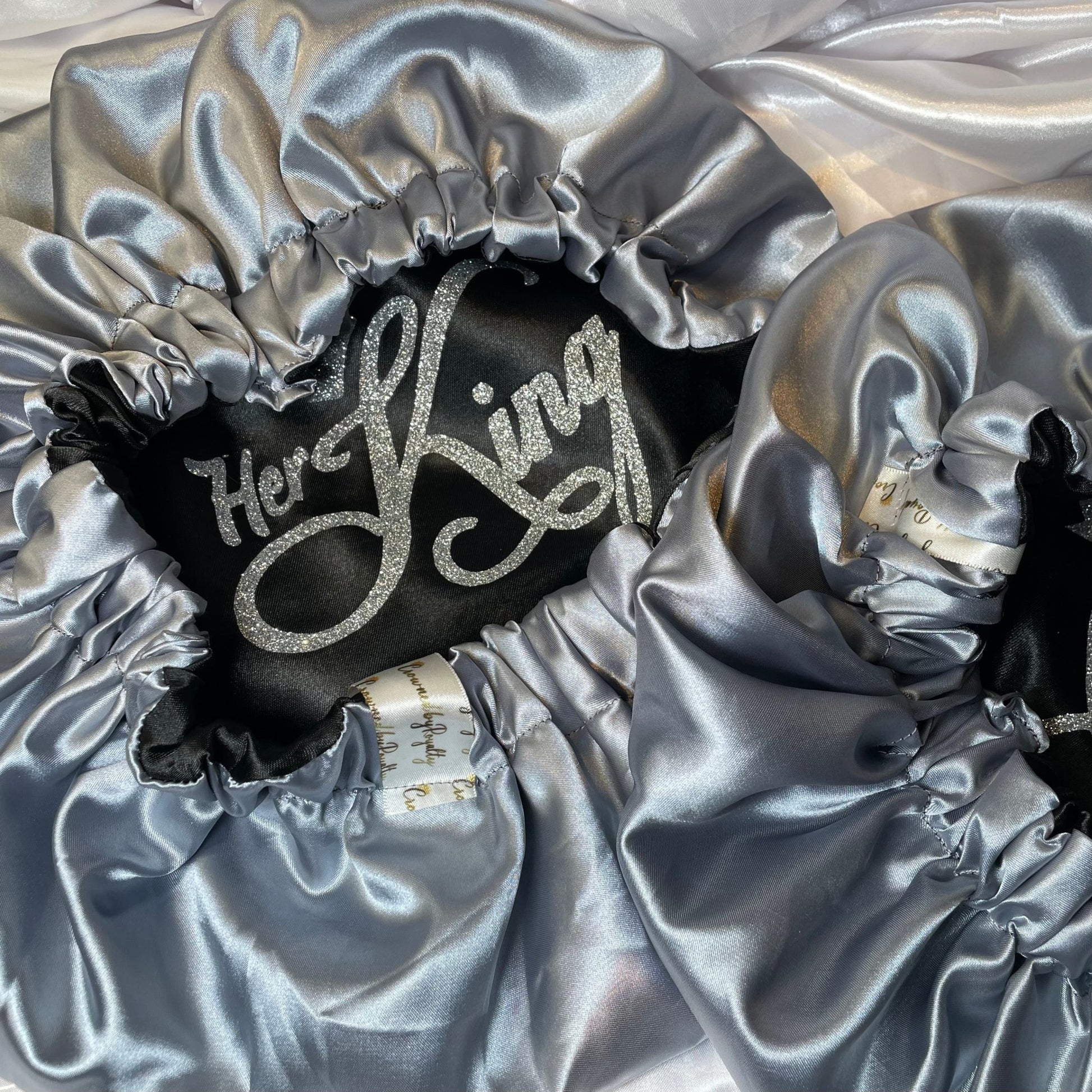 Royal Satin Bonnet – ‘Her King’ & ‘His Queen - Crowned by Royalty