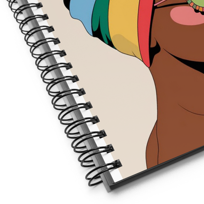 Stylish Wire-Bound Notebook with Vibrant Headwrap Design