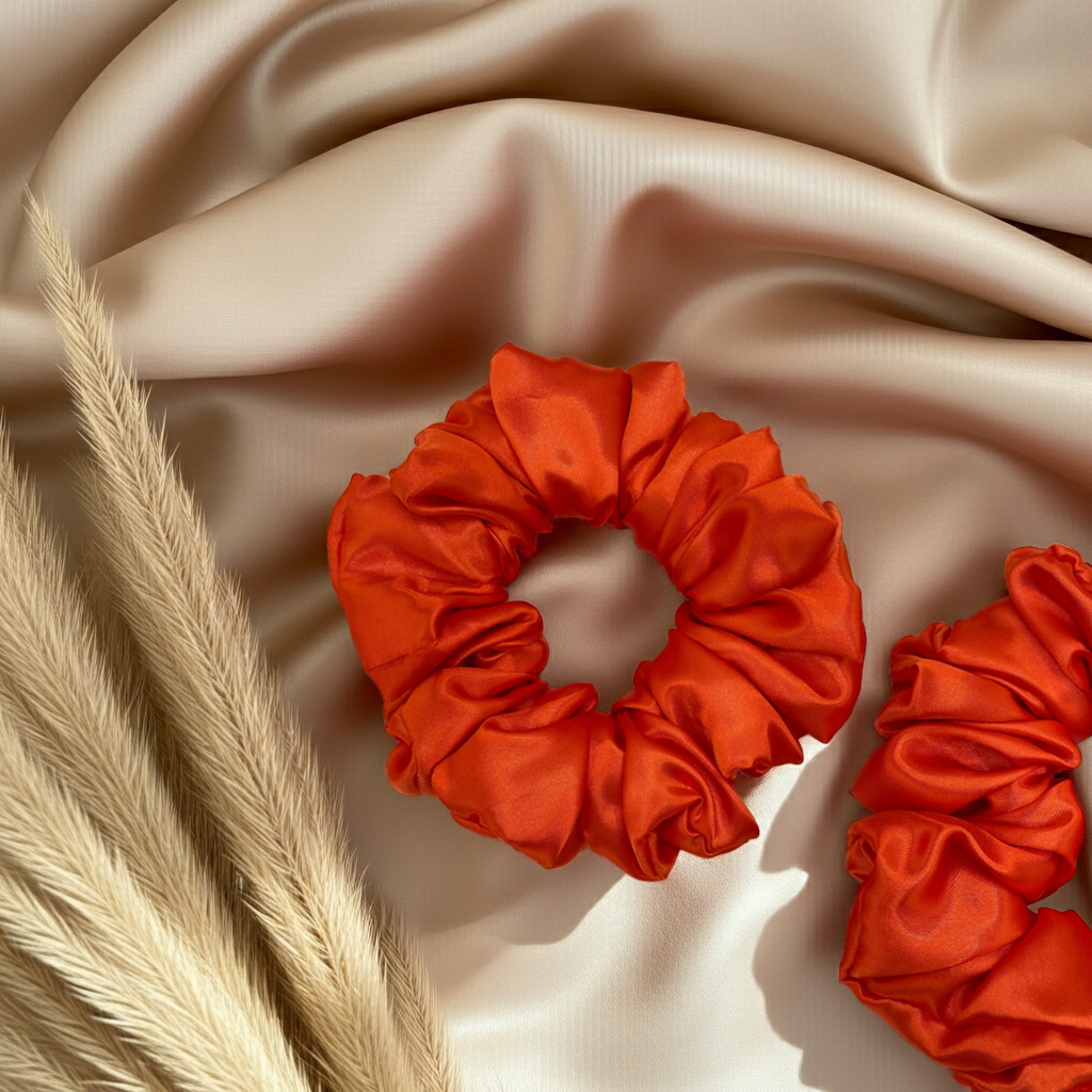 Sunset Ember - Extra Large Satin Scrunchie (Orange)