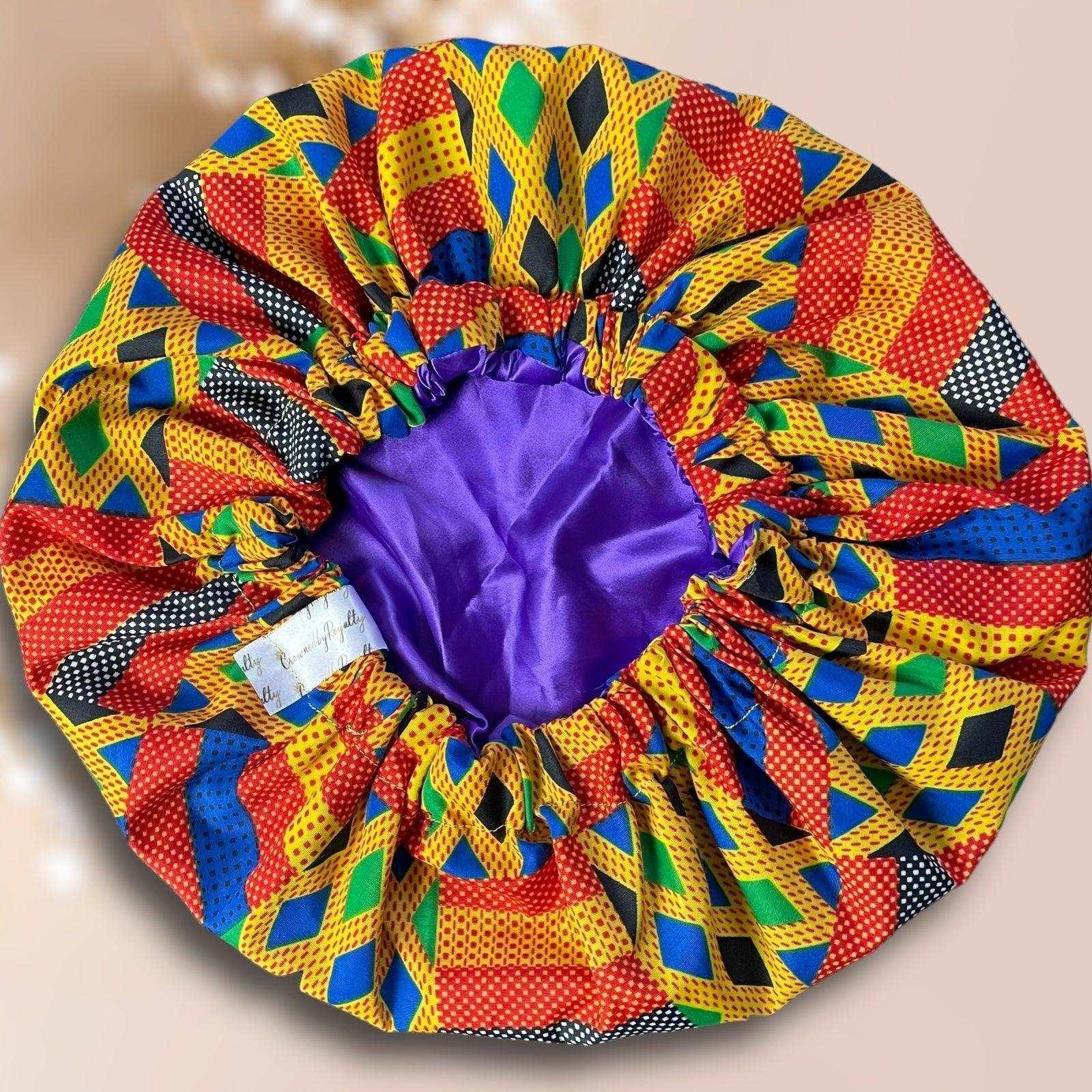 Vibrant Ankara Print - Satin Bonnet - Crowned by Royalty