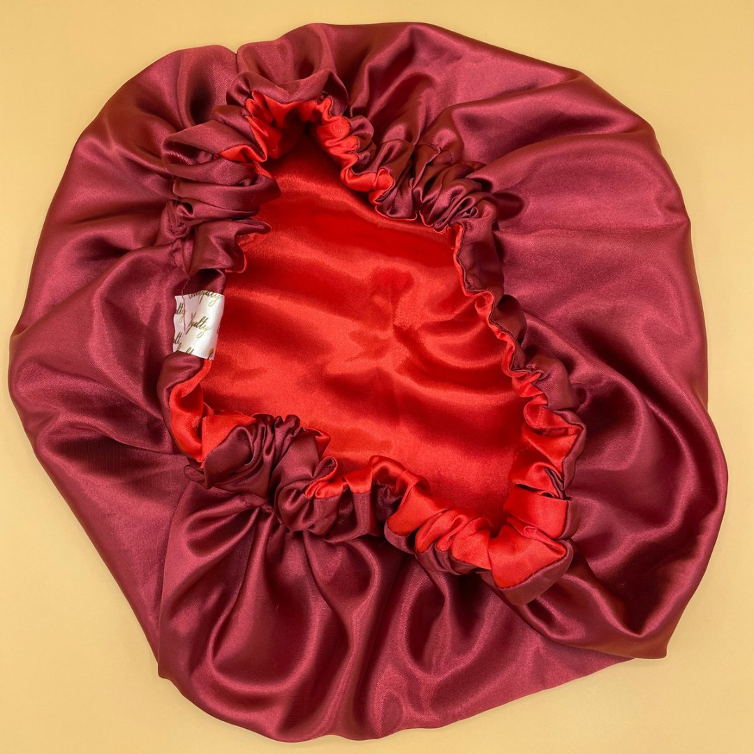 Burgundy Bliss Satin bonnet - Crowned by RoyaltyAdult