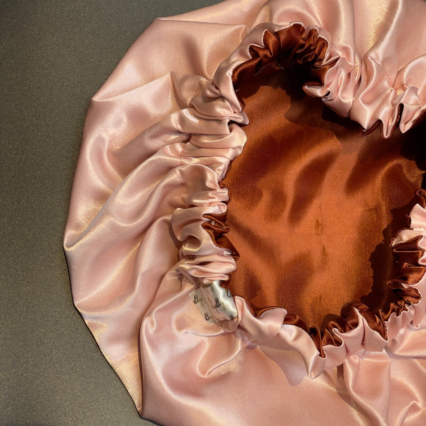 Copper Peach Reversible Satin Bonnet - Crowned by Royalty