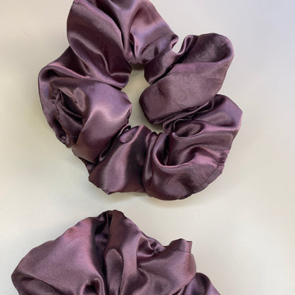 Maroon Brown Satin scrunchies - Pack of 3 - Crowned by RoyaltyMedium