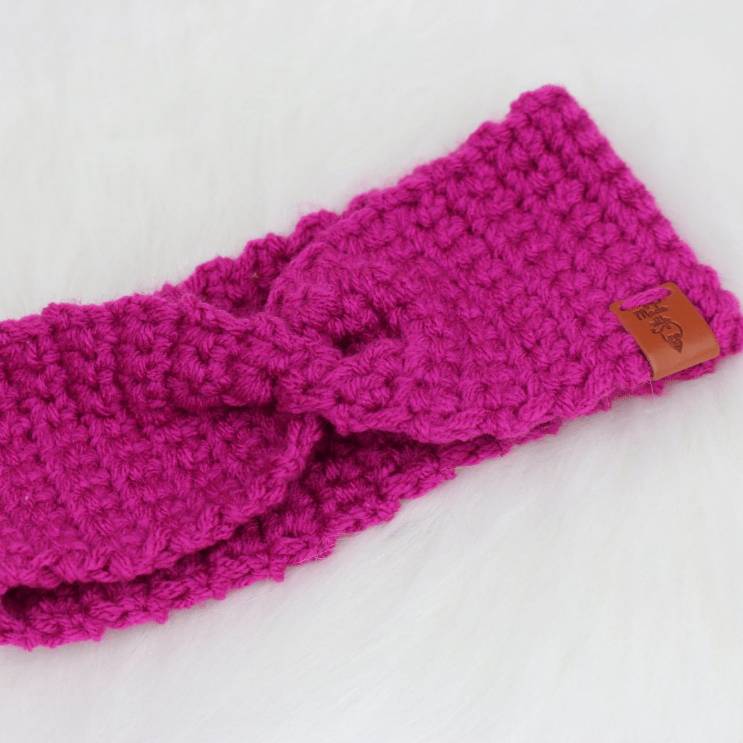 Stylish and Cozy Crochet Earwarmers Headbands for Winter - Crowned by RoyaltyHot pink