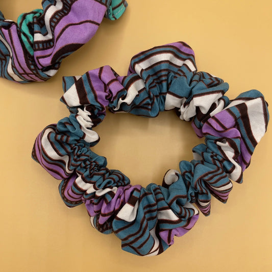 Turquoise Twirl Hair Elastic Scrunchies - Crowned by Royalty