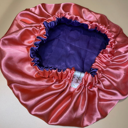 Twilight Coral Reversible Satin Bonnet - Crowned by Royalty