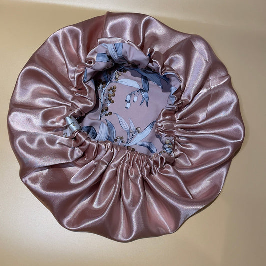 Velvet Floral Satin Bonnet - Crowned by RoyaltyRose Gold
