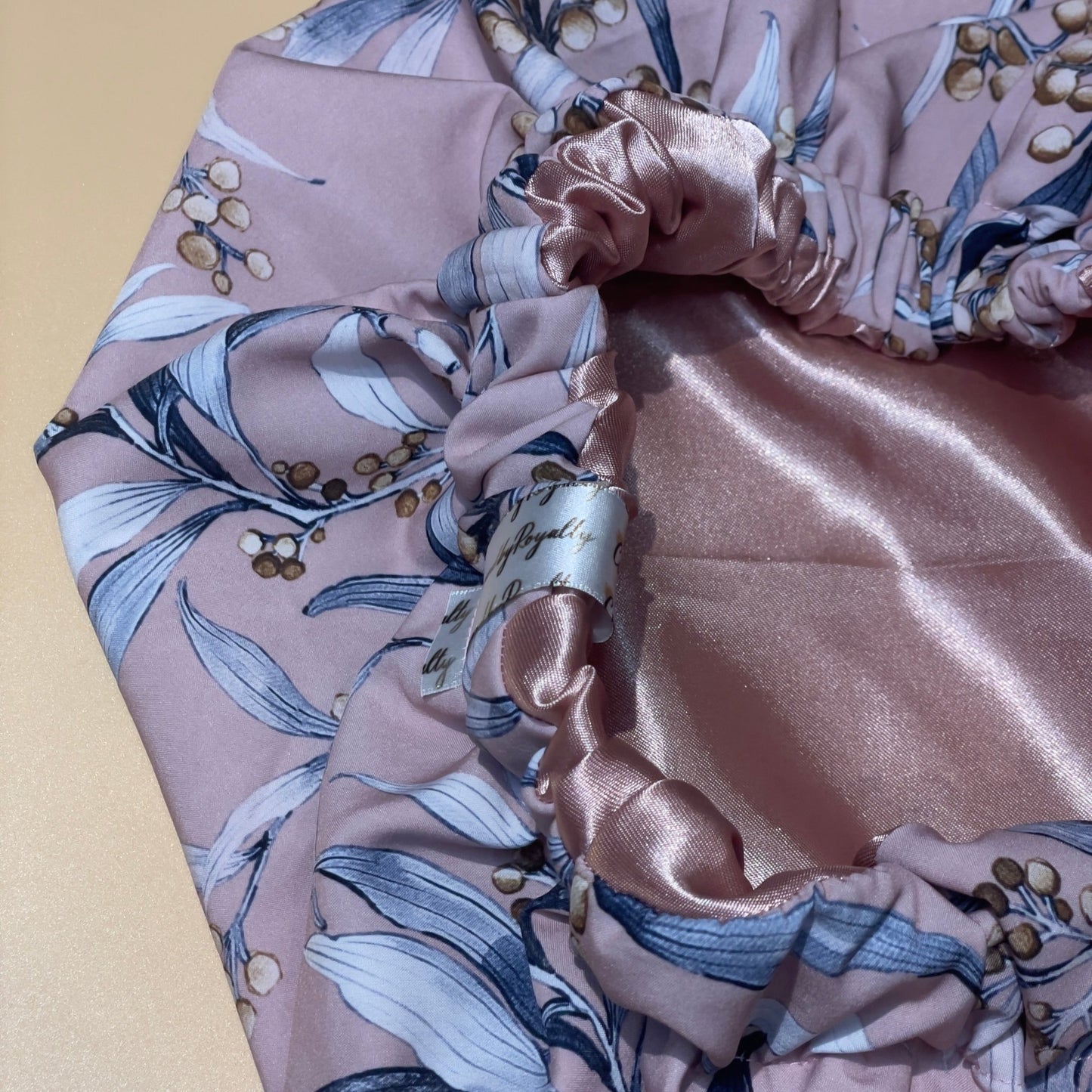 Velvet Floral Satin Bonnet - Crowned by RoyaltyRose Gold